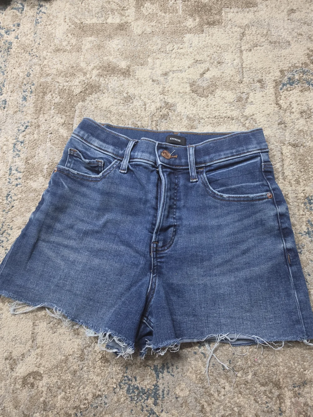 Express Women’s High Waist Shorts — Blue Denim